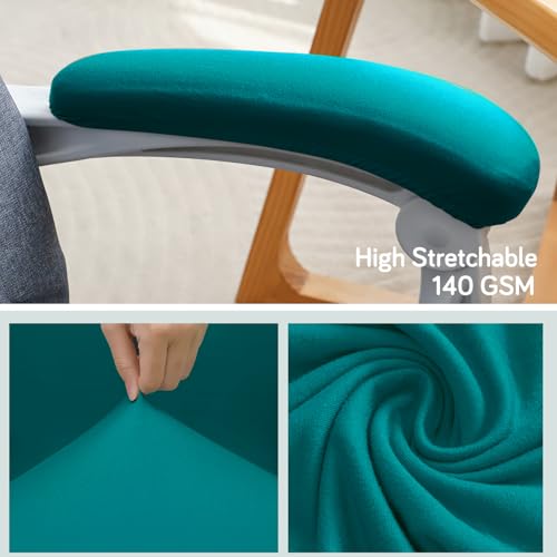 Image of HOKIPO 'SereneSolids' 140 GSM Armrest Covers for Office Chair (Elastic Style), 1 Pair, Teal (AR-5933-TEAL)