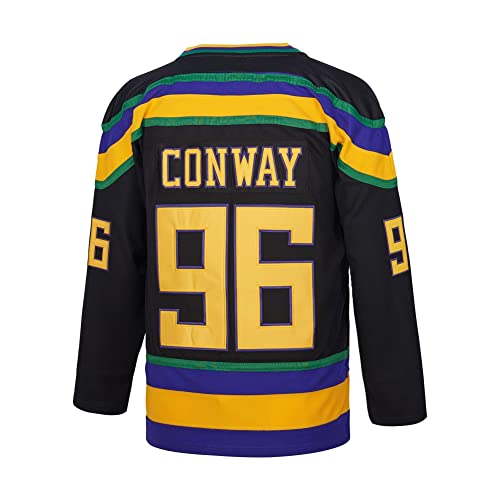 D-5 Youth Mighty Ducks Jersey #96 Conway #99 Banks Jersey,Movie Ice Hockey Jersey For Kids (#96-Black, Medium) #TOP2