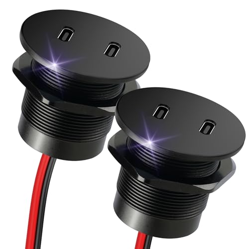 Obeaming USB C Steckdose 12V Wohnmobil Vollaluminium Einbau Duales PD 3.0 20W Typ C Ladegerät KFZ Zigarettenanzünder Adapter für Boot Wohnwagen Camper Auto LKW (2 Pack)