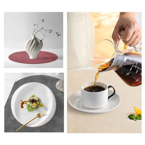 Image of UnivoColors Placemats Round Faux Leather Placemats Set of 8-Waterproof-Wipe Clean-Heat Resistant-Anti Slip Dining Table Place Mats,Suitable for Indoor & Outdoor Use,15 inch.Retro Dark Gray