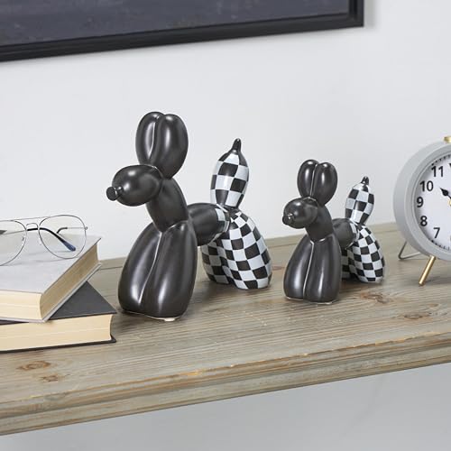 Escultura decorativa perro cerámica negro set 2 miniatura 5