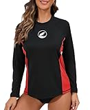 Halcurt UV Shirt Damen Rash Guard Langarm mit BH UPF 50+ Surf Badeshirt UV Schutz Schwimmshirt Schnell Trocknender Bademode Schwimmen L