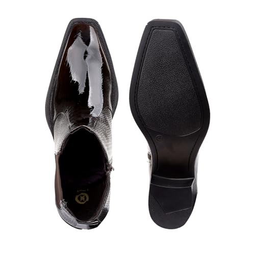 Image of BXXY Men's 2 Inch Block Heel Height Increasing Faux Leather Material, Casual Formal Slip-On Chelsea Boot