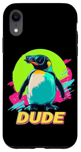Retro Vintage 80s 90s Dude Emperor Penguin Lover Coque pour iPhone XR