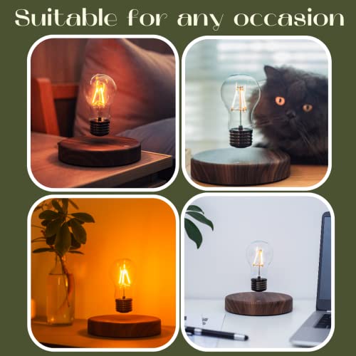 Moocci Floating Light Bulb Desk Lamp, Magnetic Levitating Lamps Led Night Light, Unique Gifts For Christmas And New Year (Dark Brown Base) #TOP3