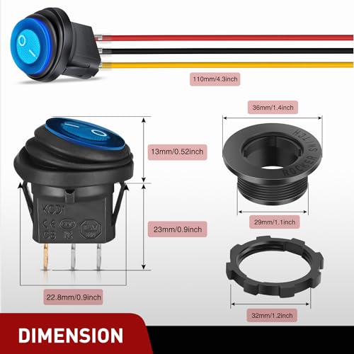 Image of Nilight 5PCS Waterproof Round Rocker Switch
