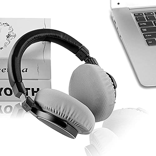 Geekria 2 Pairs Flex Fabric Headphones Ear Covers, Washable & Stretchable Sanitary Earcup Protectors For Over-Ear Headset Ear Pads, Sweat Cover For Gym, Gaming (M/Grey) #TOP5