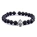 Produktbild Lavastein Armband, Natürliche Stein Perlen Römische Ritter Spartanischen Krieger Gladiator Helm Silber Armreifen, Elastische Faser Manschette Unisex Armband Schmuck Festival Paar Geschenk Der Freun