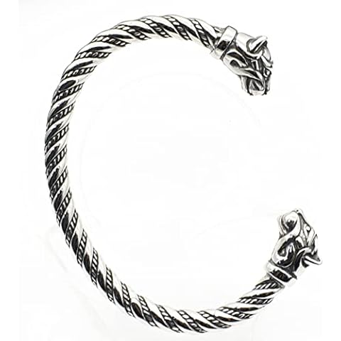 Viking Bracelet for Men Thor's Hammer Bracelet Norse Bracelet Viking Arm Rings for Women Stainless Steel Biker Bracelet Viking Dragon Bracelet, Stainless Steel, no gemstone Cover