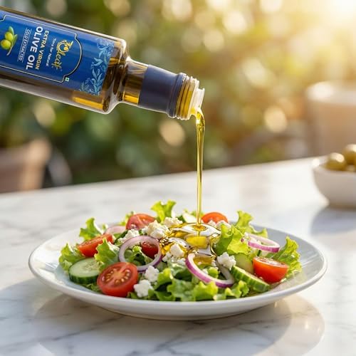 Image of OLEAF Extra Virgin Olive Oil - 250 ML Glass Bottle | Imported Pure olive oil from Greece | 100% Natural and Healthy | Premium olive oil for cooking and other uses (250 ml)