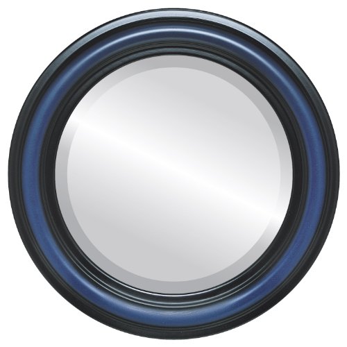 Ovalcrest Round Beveled Wall Mirror For Home Decor - Philadelphia Style - Royal Blue - 34X34 Outside Dimensions #TOP20
