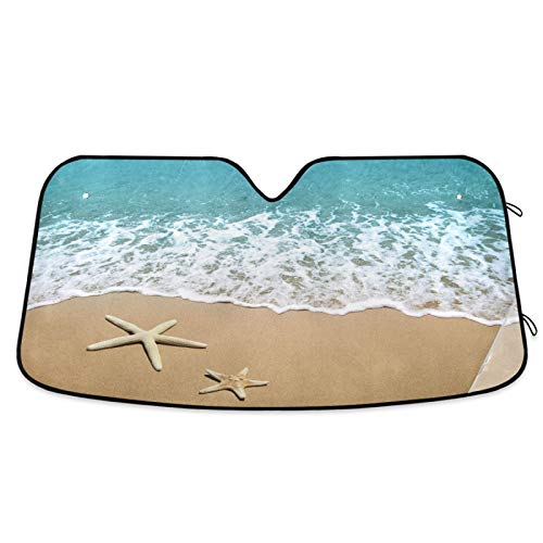 Starfish Beach Car Windshield Sun Shades Blocks UV Rays Sun Visor Protector Foldable Sun Reflector to Keep Your Vehicle Cool