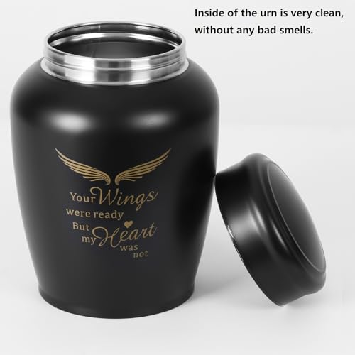 Image of Large Cremation Urns for Ashes Adult Male /Female /Dad /Mom /Father | Black Angel Decorative Burial Urns for Human Ashes,Funeral Memorial Urn for Women and Men(Up to 180lbs)