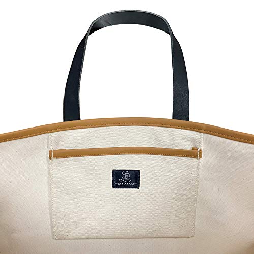 Santa Barbara Design Studio Tote Bag Hold Everything Collection Black And White 100% Cotton Canvas With Genuine Leather Handles, Large, Sunkissed #TOP1