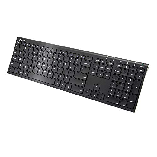 Sonkir Wireless Keyboard, 2.4GHz Ultra Thin Rechargeable Aluminum Full Size Wireless Keyboard