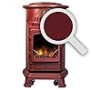 Universal - Poêle à gaz Provence 3,4 KW Rouge Effet poêle à Bois Fonte véritable Chauffage d'appoint + Tuyau gaz et détendeur