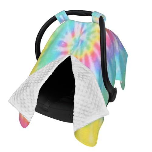 Image of Tie Dye Baby Car Seat Canopy Cover 39x27.5 Inches Multi Use Nursing Cover for Newborn Car Seat Canopy Mom Nursing Breastfeeding Covers Newborn Shower Gifts