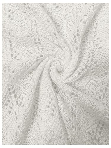 Image of SHENHE Women's Tie Front Cardigan Trumpet Sleeve Pointelle Knit Crop Tops