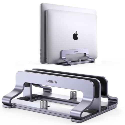 UGREEN Dual Slot Vertical Laptop Stand Holder Mount for Desk, Adjustable Aluminum Stand Compatible...