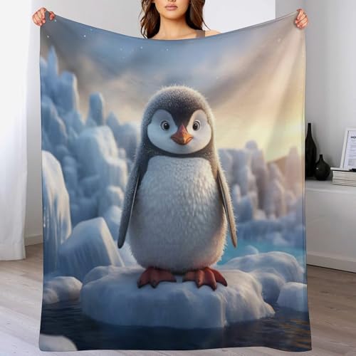 Couverture pingouin plaid lit canapé peluche douce légère jeté de sofa 100x130cm