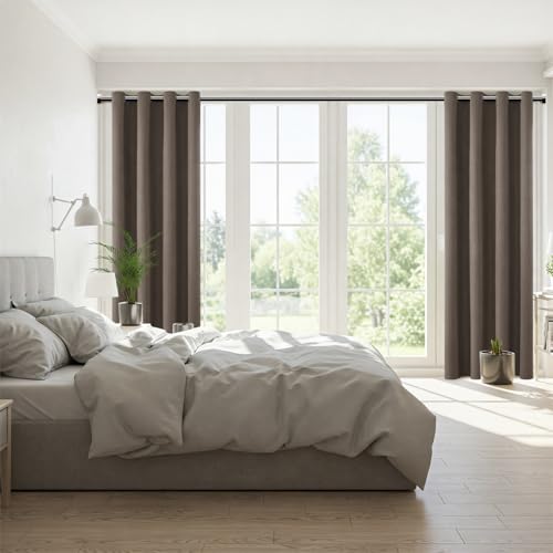 ChrisDowa 100% Blackout Brown Solid Curtains 120 Inches Long 2 Panels for Bedroom Living Room,Farmhouse Room Darkening Thermal Insulated Soundproof Grommet Top Window Treatment Drapes,52x120 by ChrisDowa - Image 8