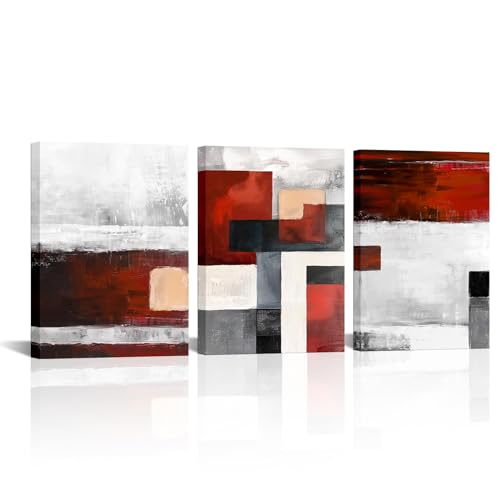 Artsbay Abstract Wall Art Red and Black Home Artwork Geometric