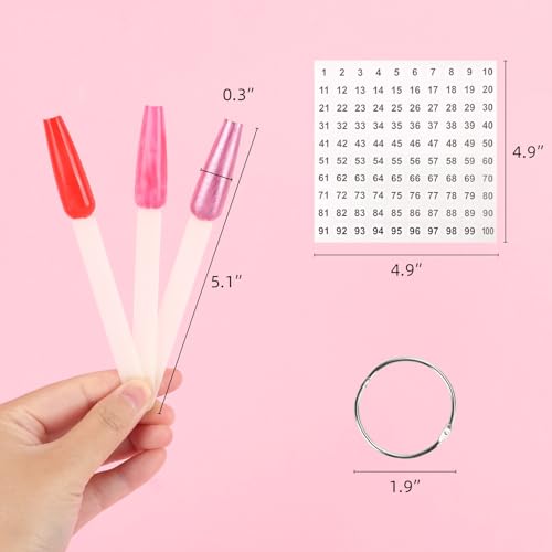 600 peças de palitos de amostra de unhas com etiquetas numéricas, esmalte natural em forma de leque,