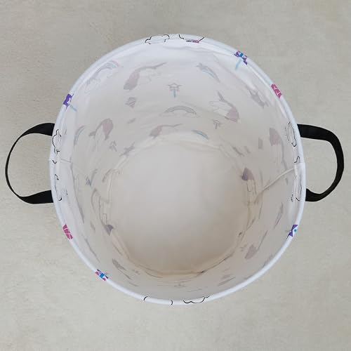 Image of Storage Bin, Canvas Fabric Collapsible Organizer Basket for Laundry Hamper,Toy Bins,Gift Baskets, Bedroom, Clothes,Baby Nursery (Magic Unicorn)