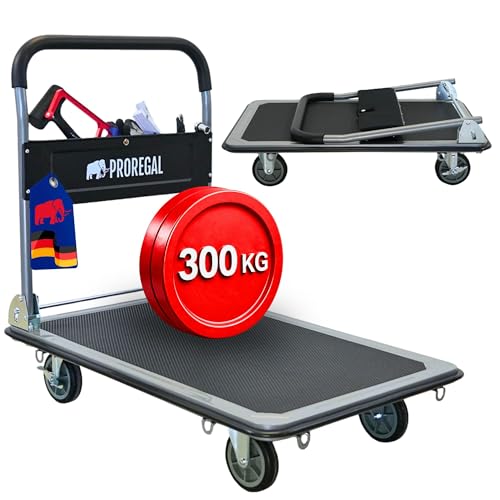 PROREGAL Profi-Plattformwagen Transportwagen Big Rhino 300kg klappbar mit Gummiräder, 360° Lenkrollâ€¦ – Miniatur