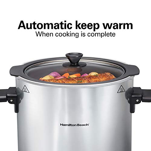 Hamilton Beach 10 Quart Programmable Slow Cooker with Stovetop Safe Crock, Silver