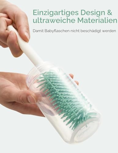 Momcozy 7 in 1 Babyflaschenbürsten-Set, komplettes Flaschenreinigungsset mit Silikonbürste, Bürste, Strohhalmbürste, Seifenspender und Trockengestell, ideal für Zuhause und Reisen