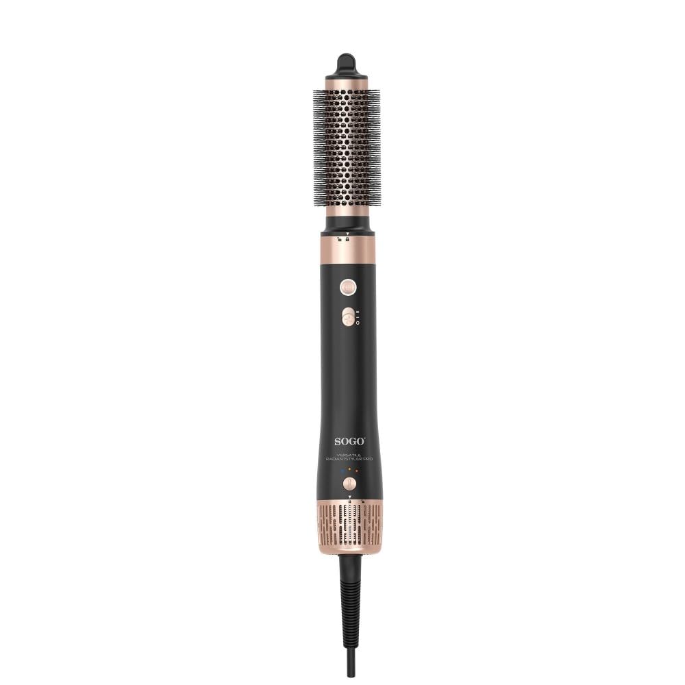 SOGO Airstyler, spazzola multistyler, arricciacapelli, arricciacapelli, strumento per lo styling 6 in 1, impostazioni di temperatura, funzione ionica, 1400 W, nero/oro