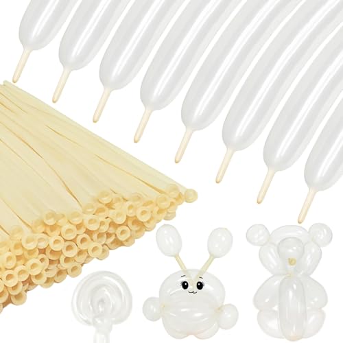 Clear Modelling Balloons 100 Pieces 260Q Long Twisting Balloon Latex Magic Ballons for Party Birthday Wedding Clown Decorations (Transparent balloons)