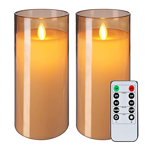 Set of 5 Flickering Flameless 3x6 Gold Candles