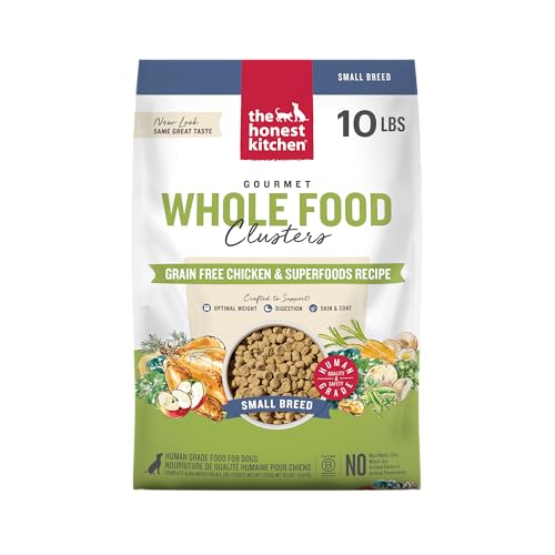 Image of The Honest Kitchen Grain Free Chicken & Superfoods Whole Food Clusters, Human Grade Dry Dog Food for Small Breeds, Vet-Crafted Nutrition Support for Skin, Coat, Digestion & Overall Wellness, 10 lb Bag