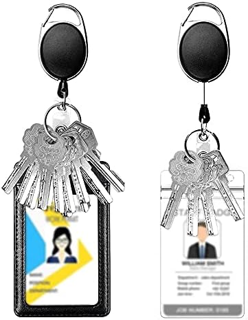 6 Pack Retractable Badge Holder Badge Reel with Key Ring for ID Card case