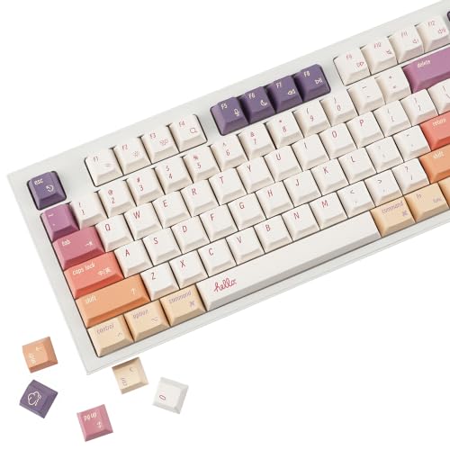 Image of YMDK 136 Smoke Cloud Keycaps Dual OS Compatible Dye-Sub Thick PBT Cherry Profile Key Caps for 61 64 68 75 87 96 104 108 MX Mechanical Keyboard (Smoke Cloud Dual System 136)