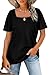 WIHOLL Womens Short Sleeve Tops Loose Fit Summer Casual Basic Tee Shirts Black M