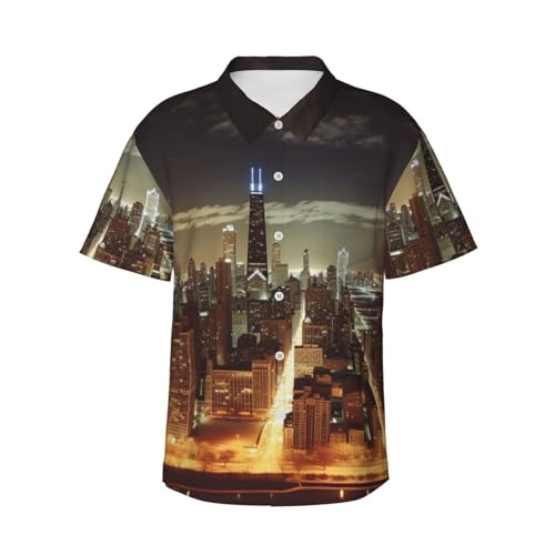 Chemise hawaïenne pour homme Chicago City style tropical à manches courtes