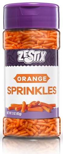 Orange Sprinkles 3 oz Bottle | Jimmies Sprinkles for Cake Decorating | Dessert Topping for Baking, Cupcakes, Cookies, Ice Cream, Holidays & Vibrant Celebrations