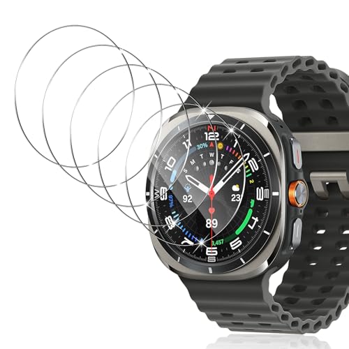 Yenwen 5 Stück Displayschutz für Samsung Galaxy Watch Ultra (2024/2025) für Panzerglas, Wasserdichtes Gehärtetes Glas Fo...
