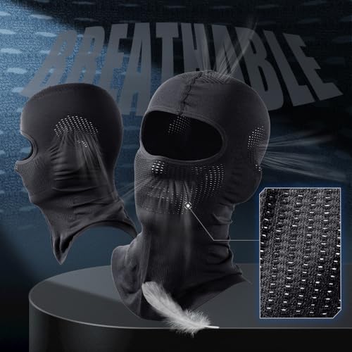 Axbxcx 2 Pieces Balaclava Ski Mask Men Breathable Face Mask For Men Women Motorcycle Fishing Skiing Cycling Black+Black thumb #1