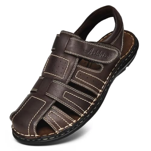 Image of Arkbird Men's Sandals, Closed Toe Leather Fisherman Outdoor Hiking Sport Shoes Summer