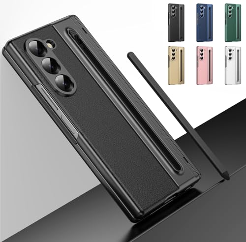 Étui pour Galaxy Z Fold 5 avec Stylet et Emplacement pour Stylo, Housse de Protection à charnière, Protection d'écran intégrée Étui en Cuir pour Samsung...