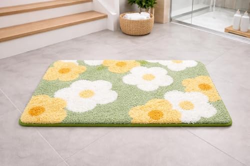 Image of Home Decor Multicolor Anti Skid Bath Mat for Bathroom, Anti Slip Bath mat, Non Slip Bath mat Door mat for Bathroom, Living Room Kitchen Bedroom (Multicolor Flower Design)