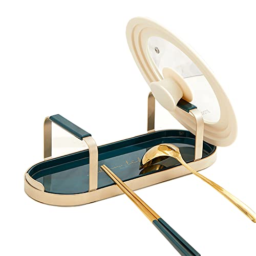 STARRY G Pot Lid Holder Stand, Kitchen Utensils Rest with Drip Pan, Cooking Spoon Rest with Lid Holder, Countertop Organiser Rack for Ladles, Tongs, Spatula, Flatware Tray Shelf - Green Double Layer - Image 6