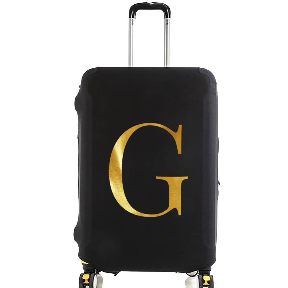 initial letter Printed Design Travel Trolley Case Cover Protector Washable Suitcase Cover Luggage Storage Covers for 18-28 Inch Luggage Cover (Gold G, L (26-28 inch Luggage))