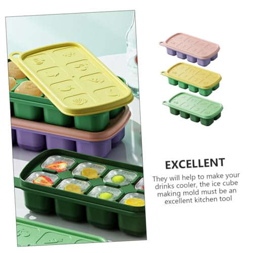Set de 3 cubeteras con tapa para hielo, bandeja de 8 cubos miniatura 6