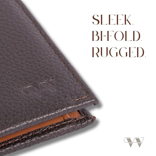 Image of Wildebeast Full-Grain Brown European Leather Wallet for Men - RFID Blocking Slim Bifold with ID Window, Card Slots & Coin Pocket, Eco-Tanned Leather, Stylish Gents Purse, Gift for Men - The Frontier