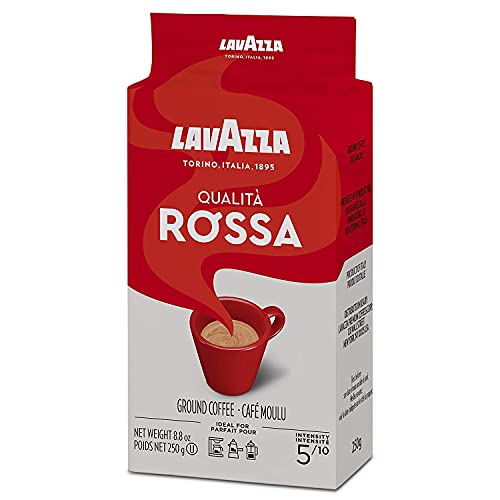 Image of Lavazza Qualita Rossa Ground Coffee, Medium Roast, Arabica and Robusta Blend, 8.8 oz Brick (Pack of 20)